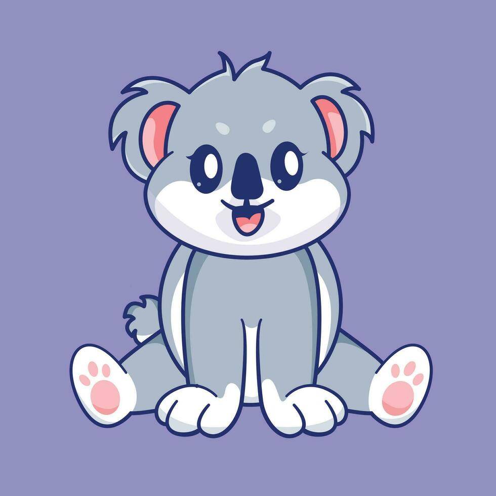 Cute Koala Sat Down illustration isolated in flat background. animal icon concept isolated. flat cartoon style vector