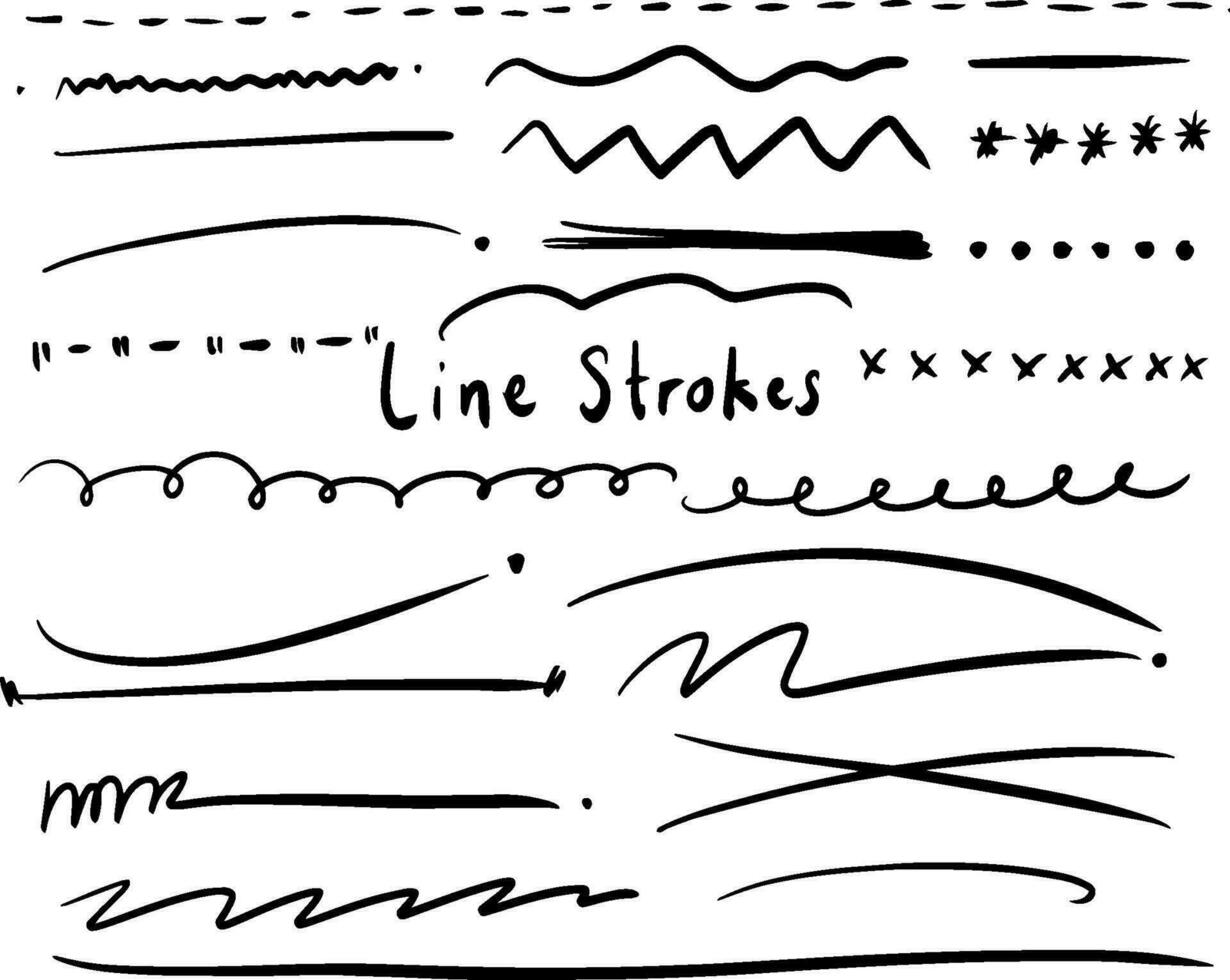Line strokes doodle hand-drwing vector