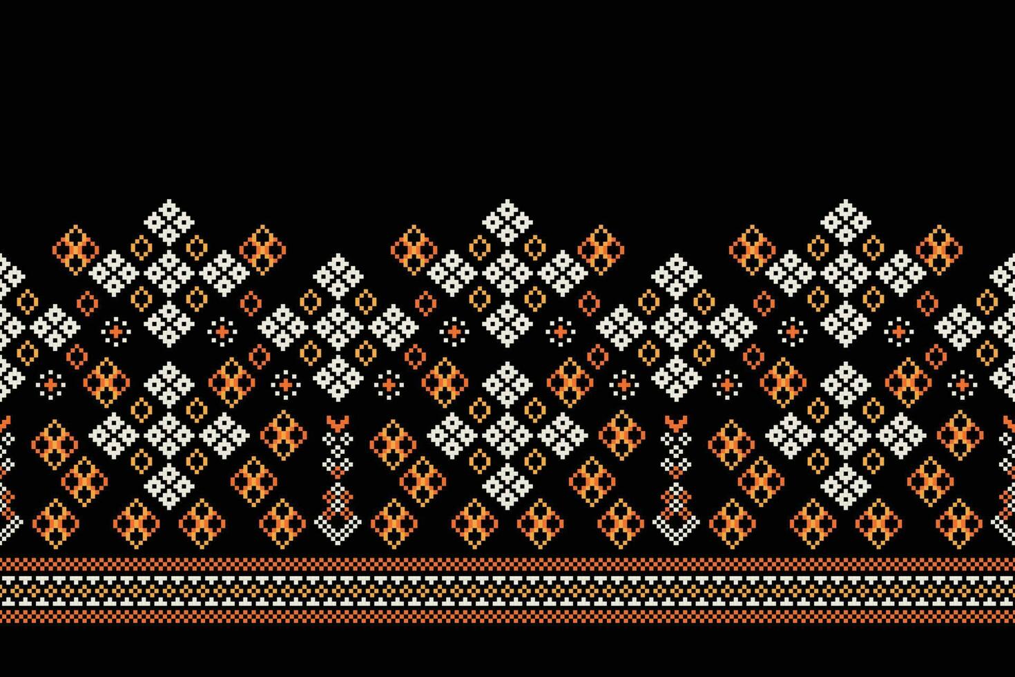 Ethnic geometric fabric pattern Cross Stitch.Ikat embroidery Ethnic oriental Pixel pattern black background. Abstract,vector,illustration. Texture,clothing,frame,decoration,motifs,silk wallpaper. vector