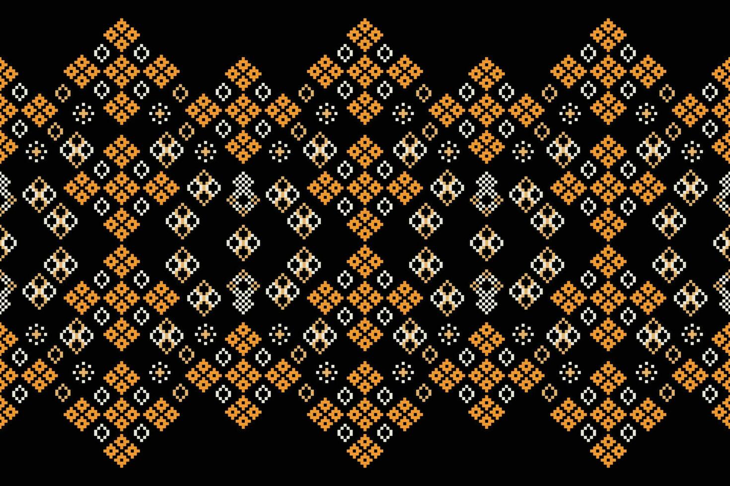 Ethnic geometric fabric pattern Cross Stitch.Ikat embroidery Ethnic oriental Pixel pattern navy blue background. Abstract,vector,illustration. Texture,clothing,frame,decoration,motifs,silk wallpaper. vector