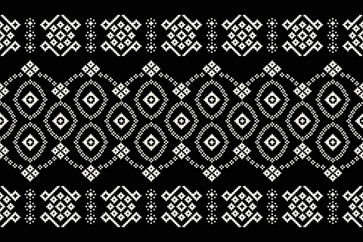 Ethnic geometric fabric pattern Cross Stitch.Ikat embroidery Ethnic oriental Pixel pattern black background. Abstract,vector,illustration. Texture,clothing,frame,decoration,motifs,silk wallpaper. vector