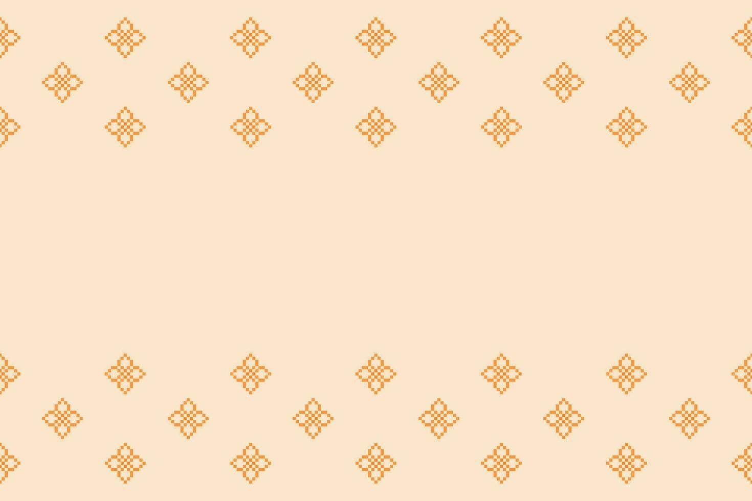 Ethnic geometric fabric pattern Cross Stitch.Ikat embroidery Ethnic oriental Pixel pattern brown cream background. Abstract,vector,illustration. Texture,frame,decoration,motifs,silk wallpaper. vector