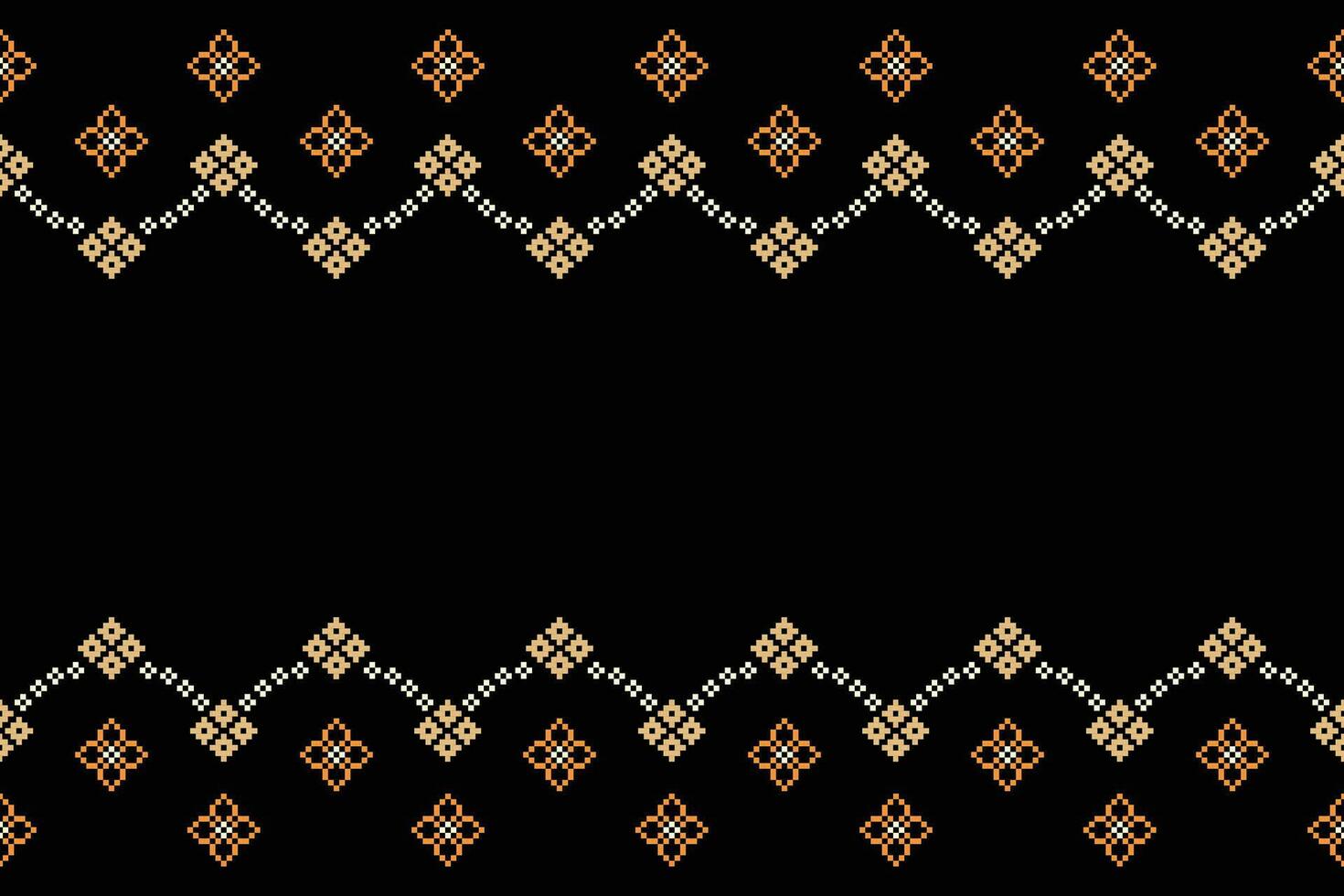 Ethnic geometric fabric pattern Cross Stitch.Ikat embroidery Ethnic oriental Pixel pattern black background. Abstract,vector,illustration. Texture,clothing,frame,decoration,motifs,silk wallpaper. vector