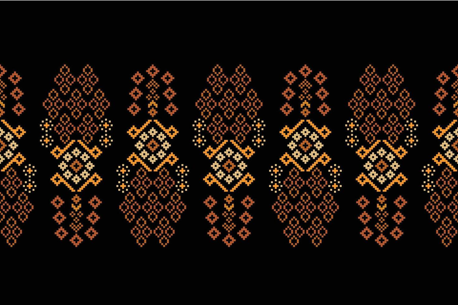 Ethnic geometric fabric pattern Cross Stitch.Ikat embroidery Ethnic oriental Pixel pattern black background. Abstract,vector,illustration. Texture,clothing,frame,decoration,motifs,silk wallpaper. vector