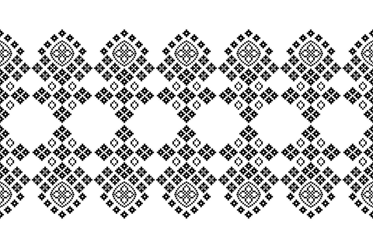 Ethnic geometric fabric pattern Cross Stitch.Ikat embroidery Ethnic oriental Pixel black white background. Abstract,vector,illustration. Texture,clothing,frame,decoration,motifs,silk wallpaper. vector