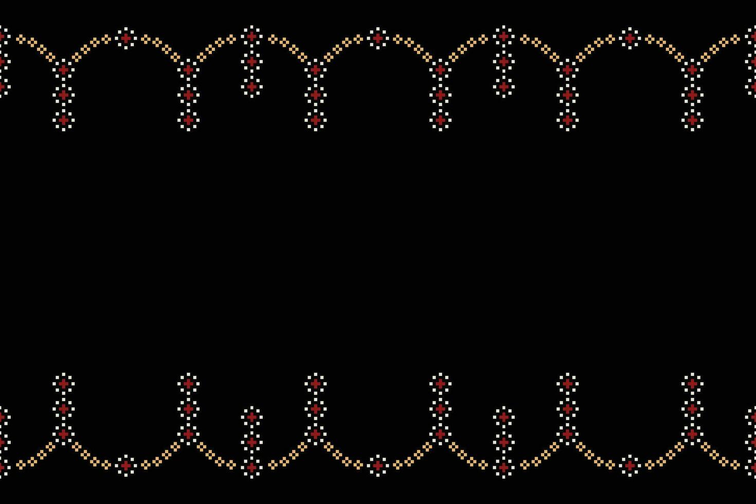 Ethnic geometric fabric pattern Cross Stitch.Ikat embroidery Ethnic oriental Pixel pattern black background. Abstract,vector,illustration. Texture,clothing,frame,decoration,motifs,silk wallpaper. vector