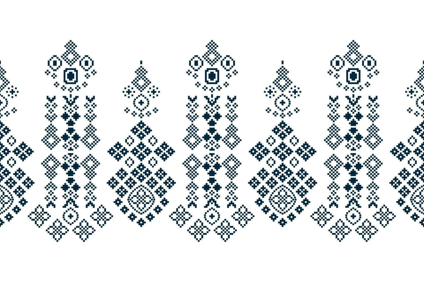 Ethnic geometric fabric pattern Cross Stitch.Ikat embroidery Ethnic oriental Pixel black white background. Abstract,vector,illustration. Texture,clothing,frame,decoration,motifs,silk wallpaper. vector