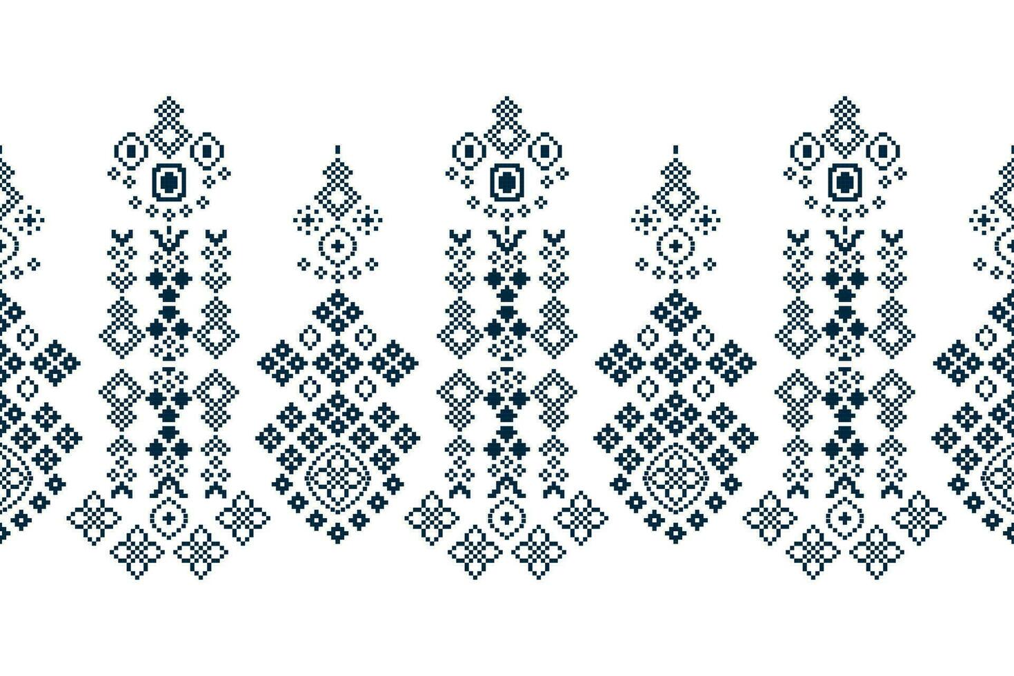 Ethnic geometric fabric pattern Cross Stitch.Ikat embroidery Ethnic oriental Pixel black white background. Abstract,vector,illustration. Texture,clothing,frame,decoration,motifs,silk wallpaper. vector