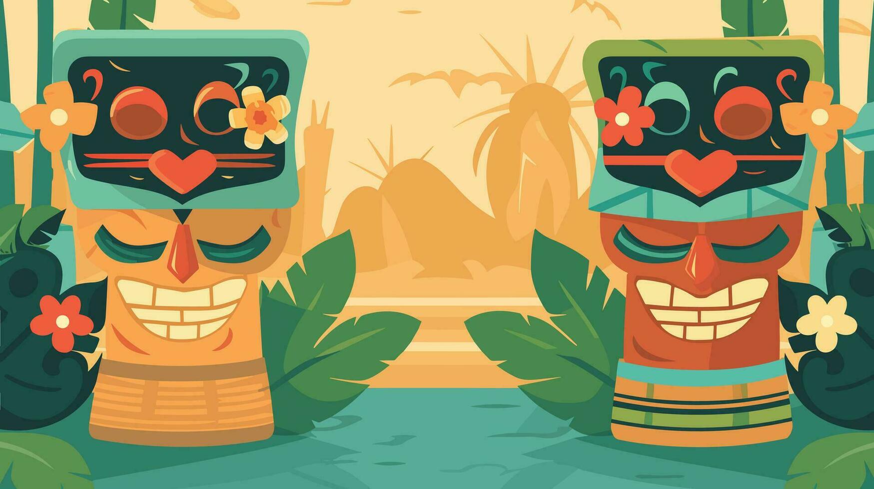 tiki festival antecedentes vector ilustración