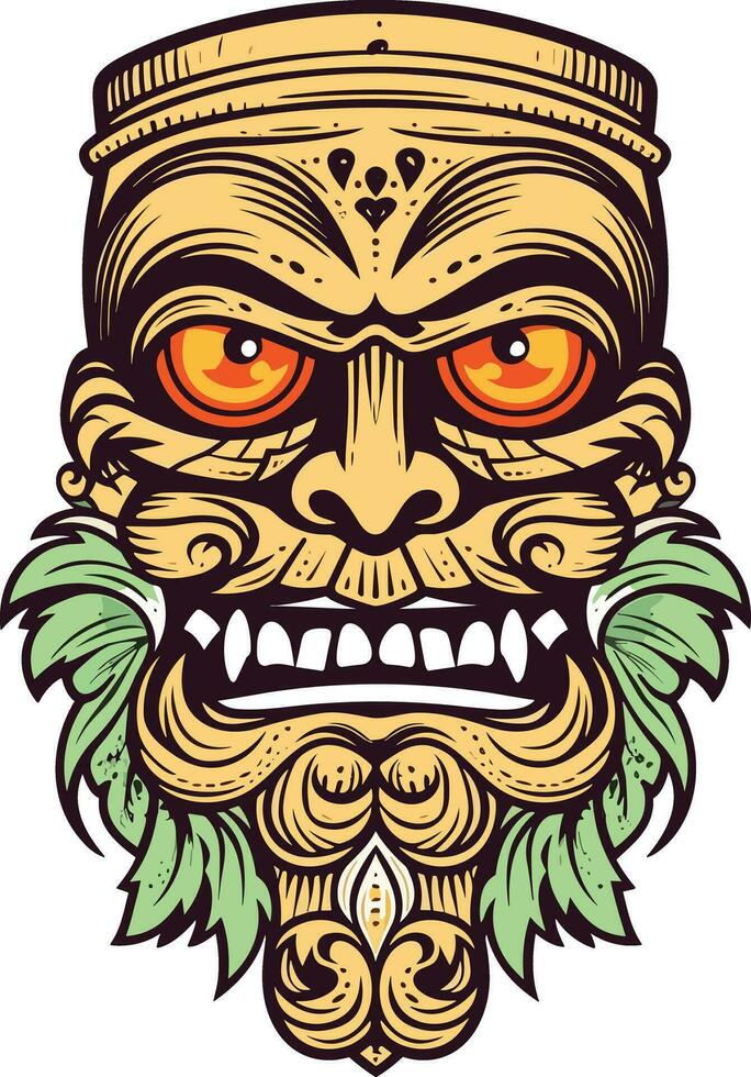 tiki festival, tiki man vector illustration, tiki man art for t-shirt design, sticker and wall art
