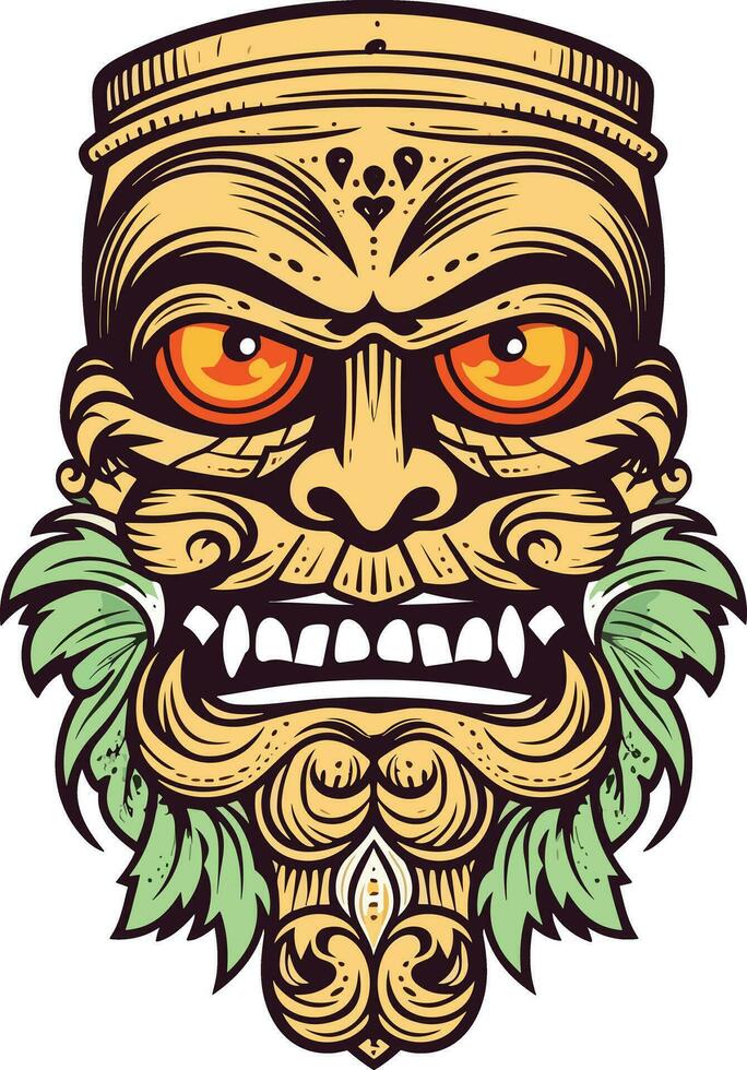 tiki festival, tiki man vector illustration, tiki man art for t-shirt design, sticker and wall art