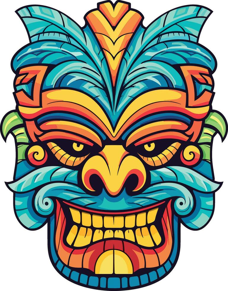 tiki festival, tiki mask vector illustration, tiki masks for tshirt