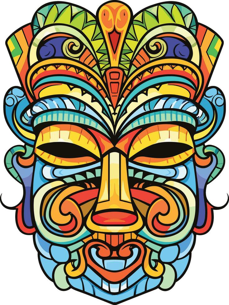tiki festival, tiki mask vector illustration, tiki masks for t-shirt design, sticker and wall art