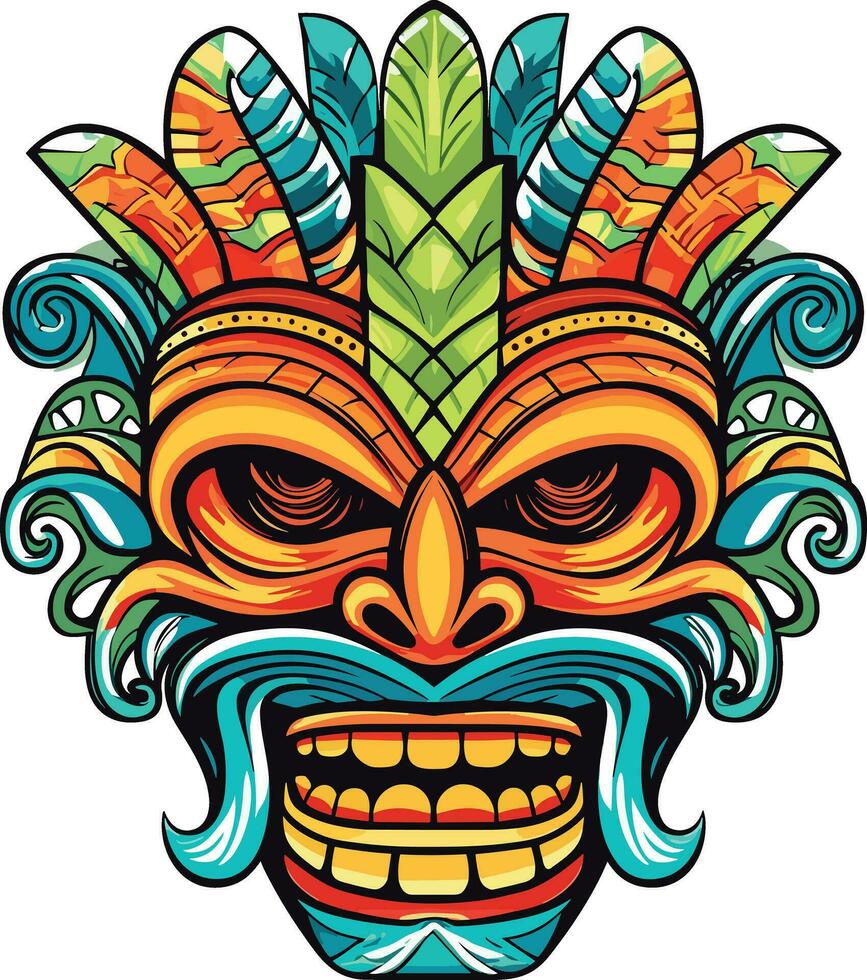 tiki festival, tiki máscara vector ilustración, tiki mascaras para camiseta diseño, pegatina y pared Arte