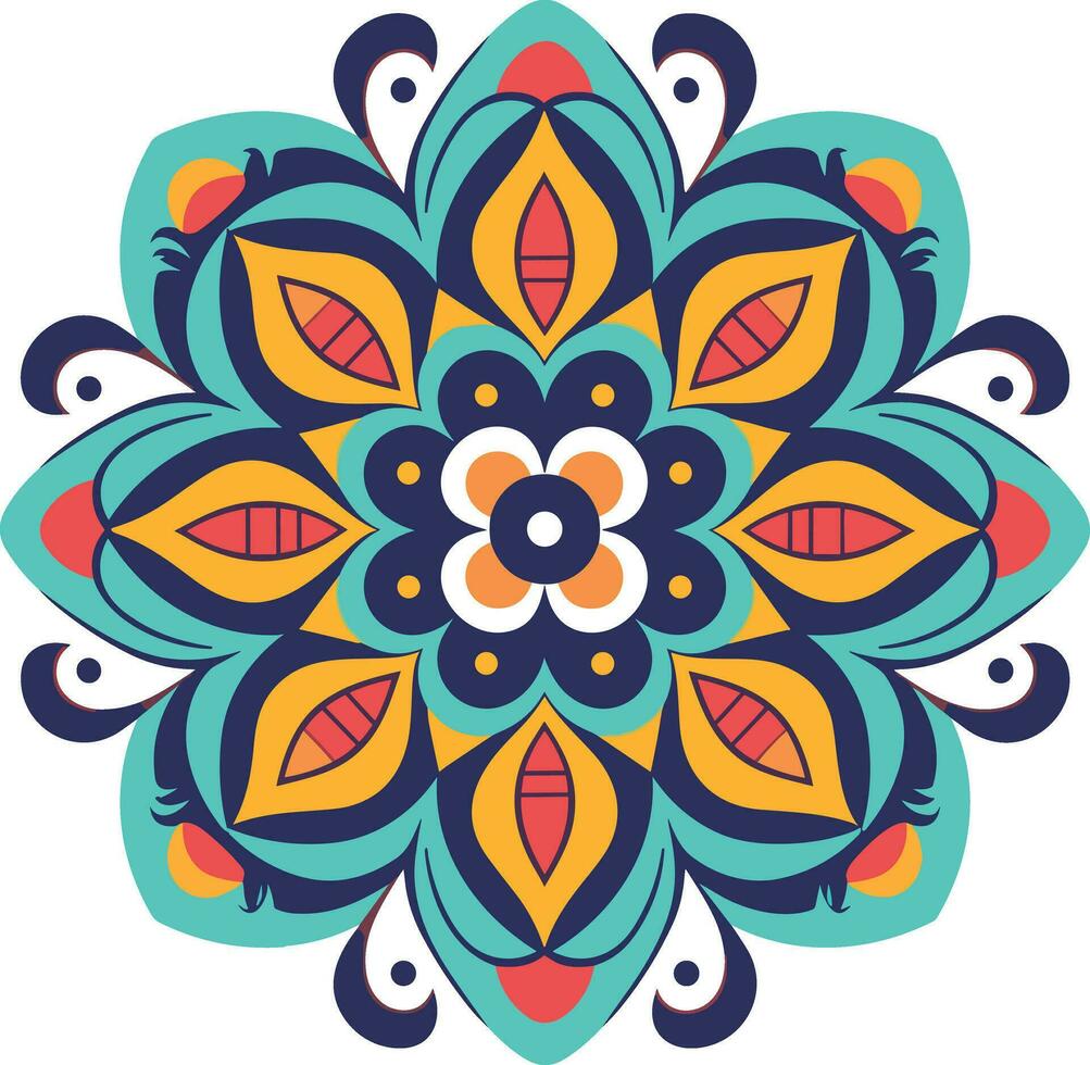 beautiful and colorful mandala art illustration for wall decor, stickers and decoration vector