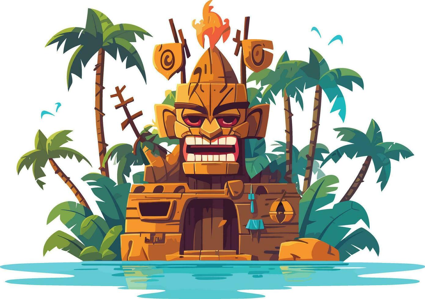 tiki festival island, tiki island vector illustration for t-shirt design, wall paper and printing.