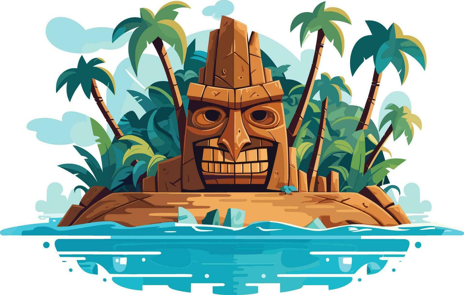 tiki festival island, tiki island vector illustration for t-shirt design, wall paper and printing.