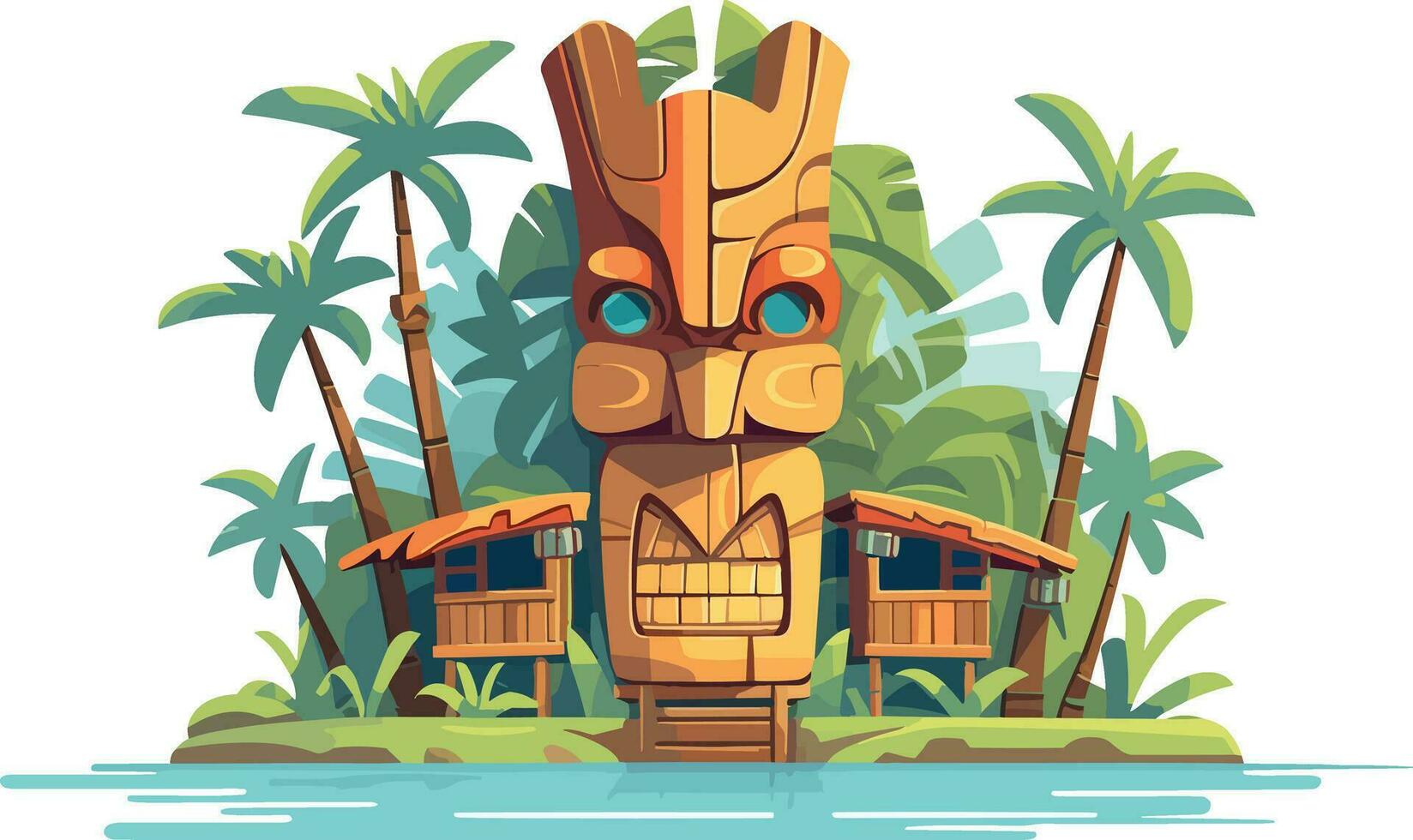 tiki festival island, tiki island vector illustration for t-shirt design, wall paper and printing.