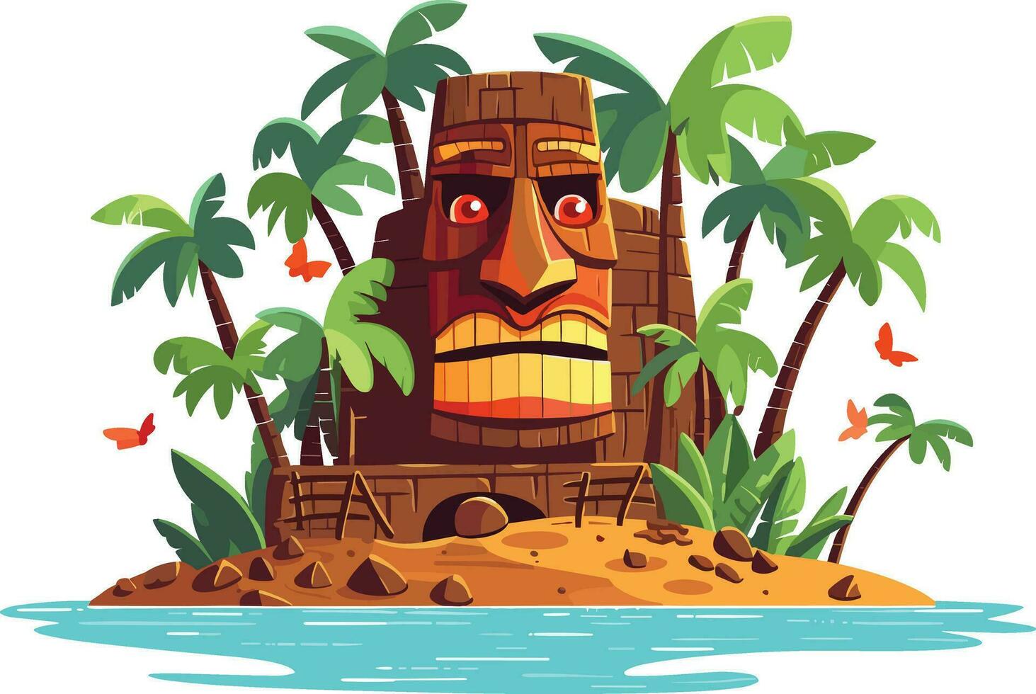 tiki festival island, tiki island vector illustration for t-shirt design, wall paper and printing.