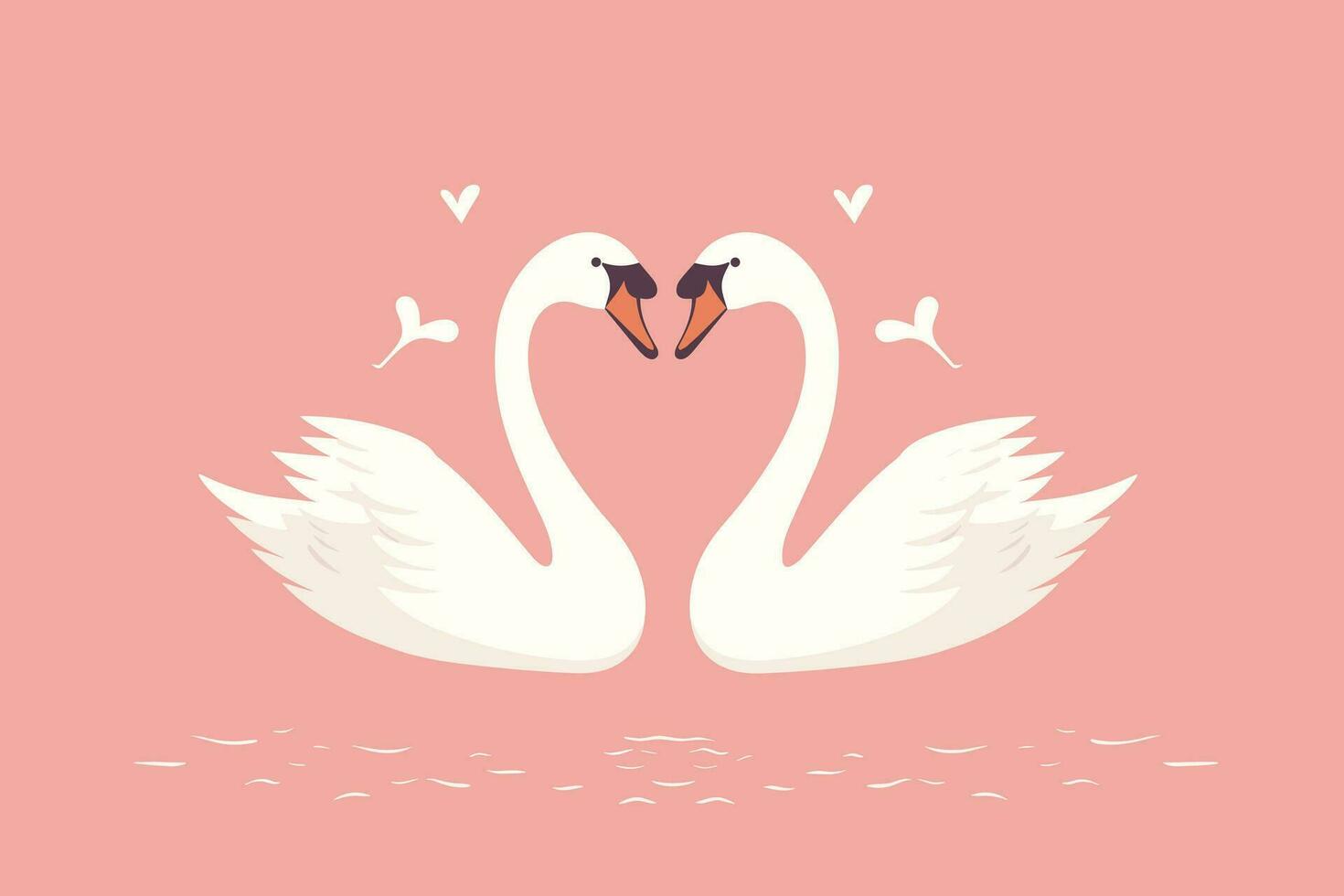 Two swans formed love shape illustration, two swans formed love shape, swans meant for love, lover's day background, valentines day background vector