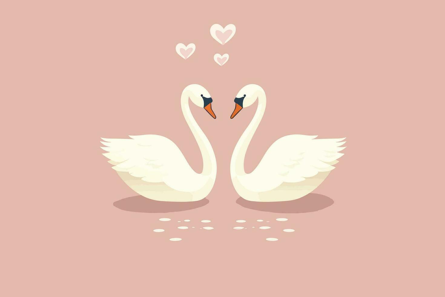 Two swans formed love shape illustration, two swans formed love shape, swans meant for love, lover's day background, valentines day background vector