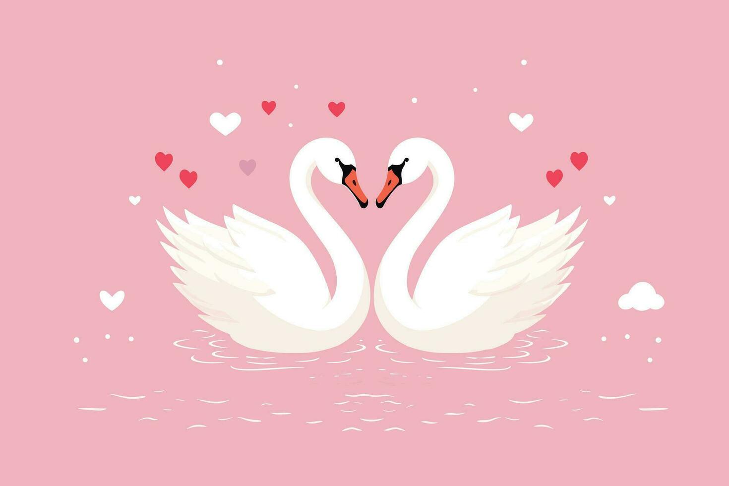 Two swans formed love shape illustration, two swans formed love shape, swans meant for love, lover's day background, valentines day background vector