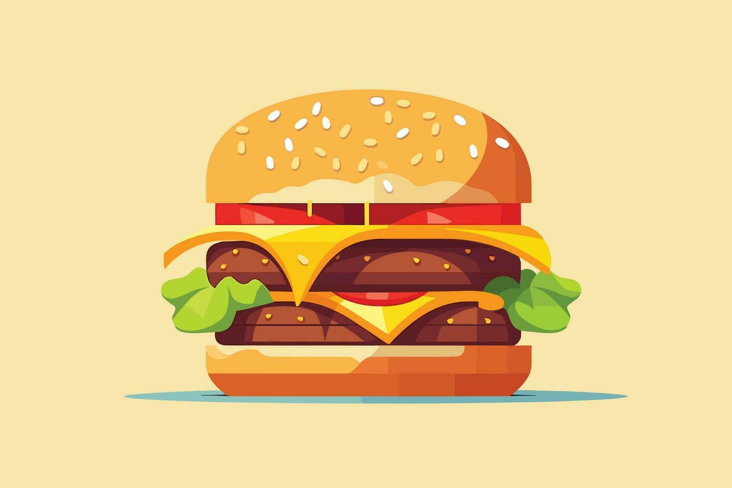 Colorful Fresh Food Bread, Cheese, Fruit, and Vegetables on White Background, burger illustration on isolated white background vector