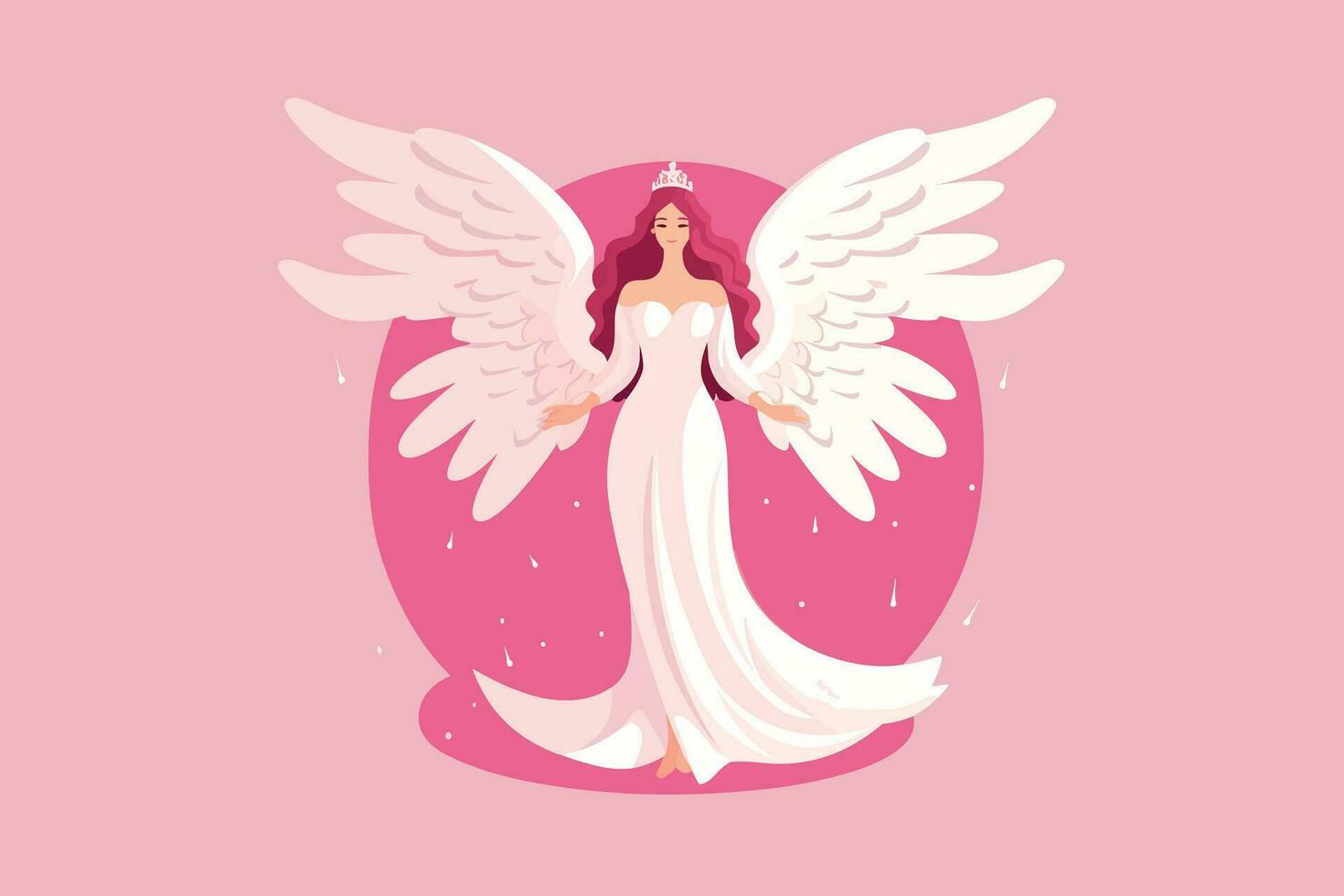 Beautiful Fairy with an Angelic Aura illustration, Angel with wings illustration in pink background vector