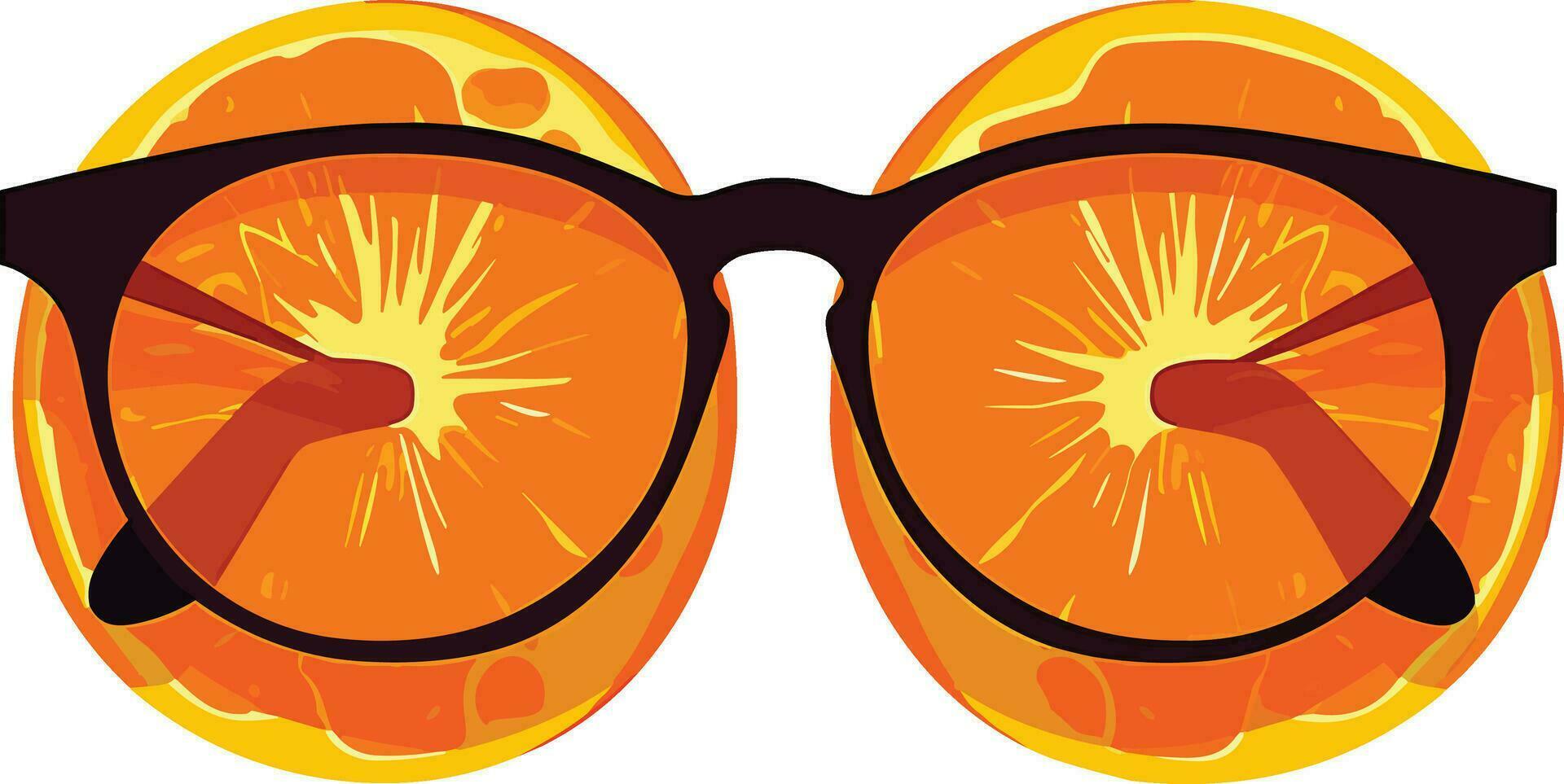 recién cortar agrios Fruta y elegante lentes en blanco fondo, ojo lentes con naranjas ilustración vector