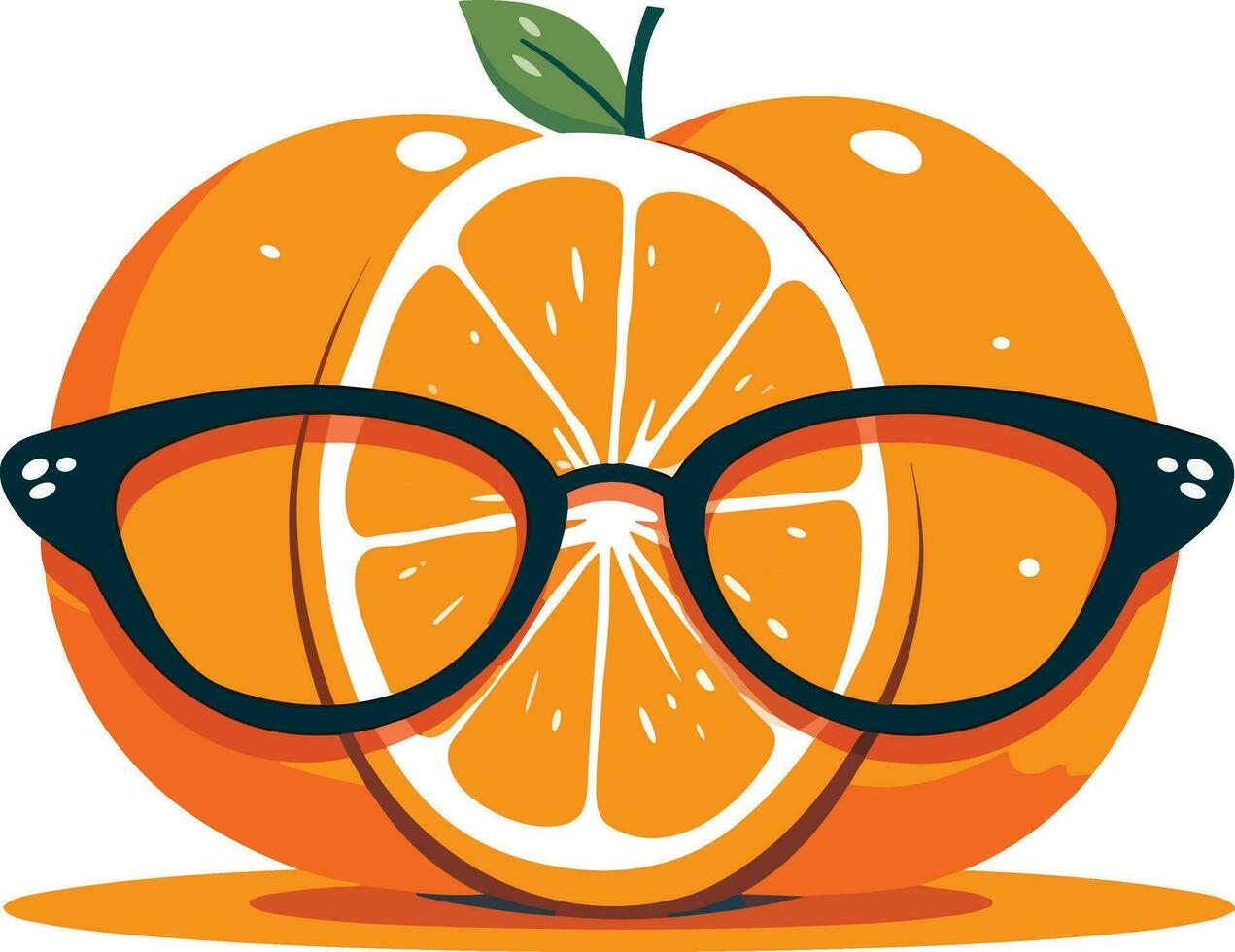 Freshly Cut Citrus Fruit and stylish glasses on White Background, eye glasses with oranges illustration vector