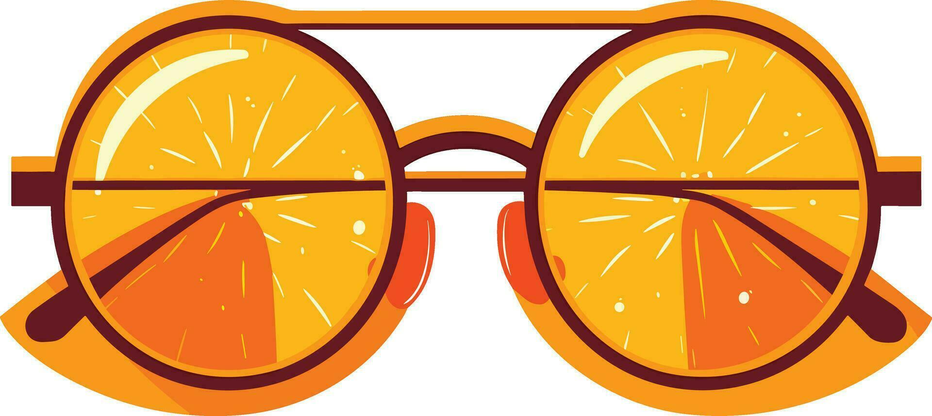 Freshly Cut Citrus Fruit and stylish glasses on White Background, eye glasses with oranges illustration vector