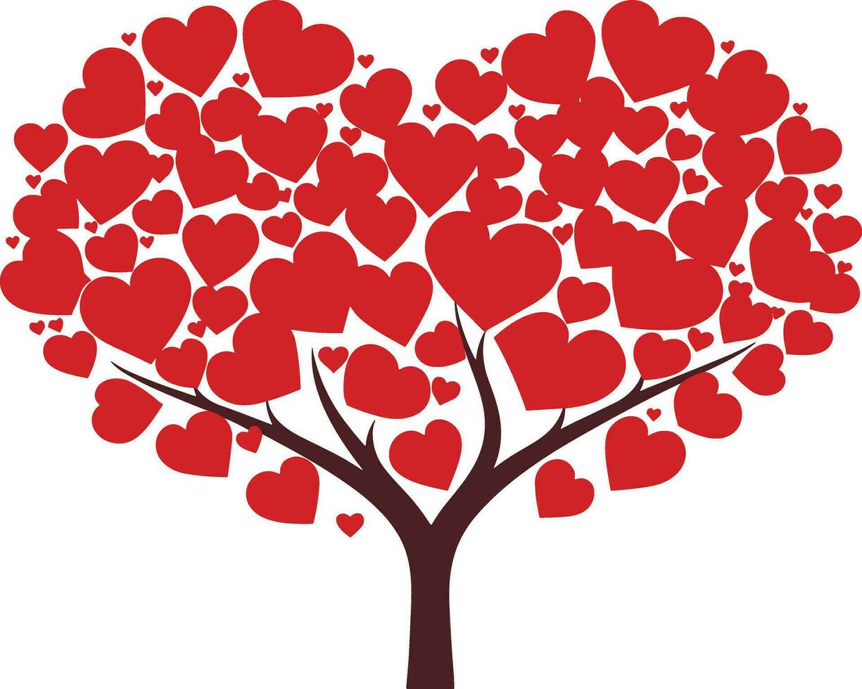 love shaped tree with love symbols illustration on isolated background vector