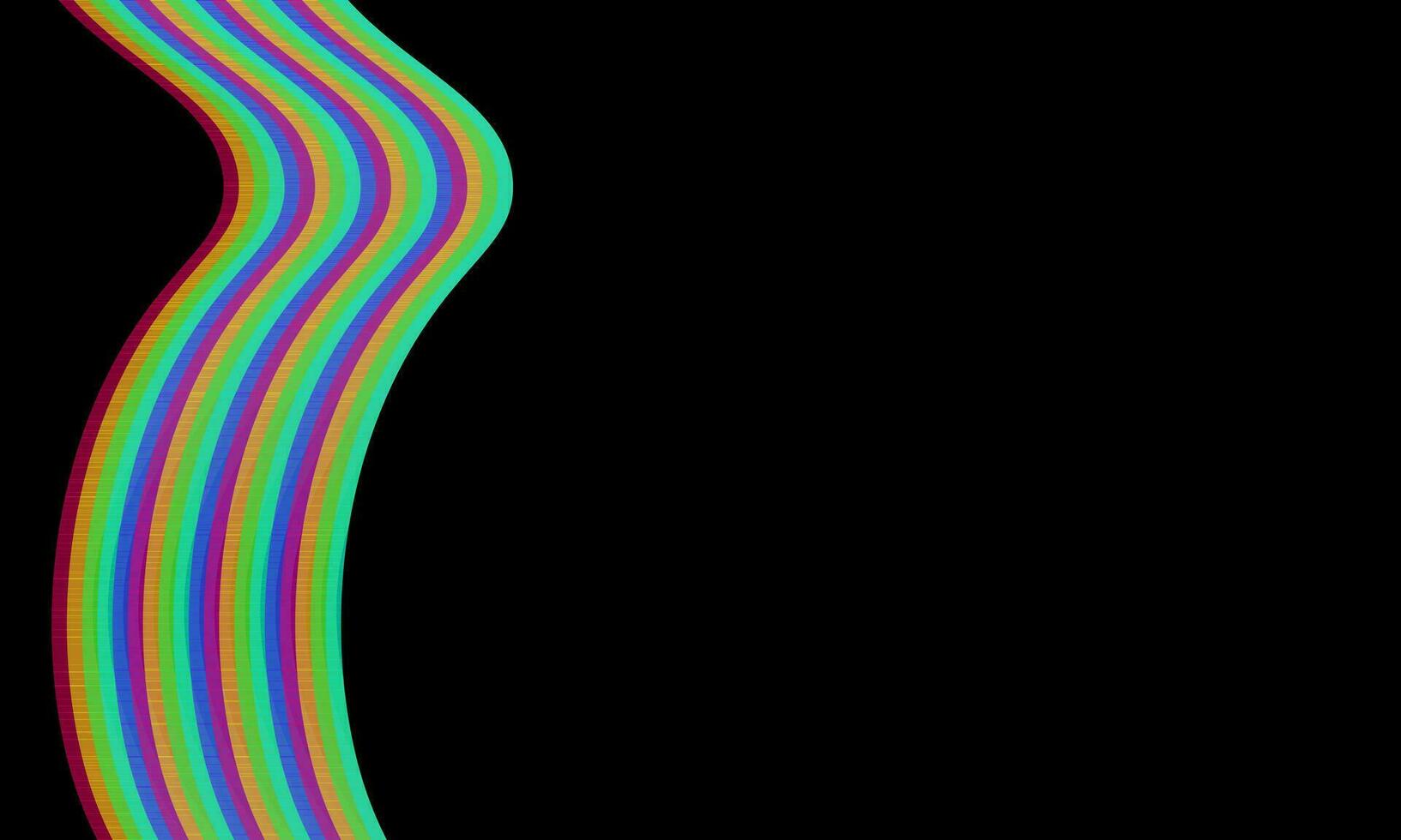 abstract psychedelic black background. Wavy pattern rainbow color. Vector illustraion