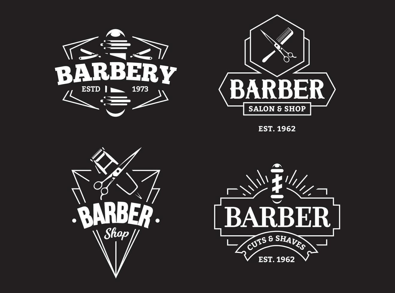 barber shop logo design with background vector