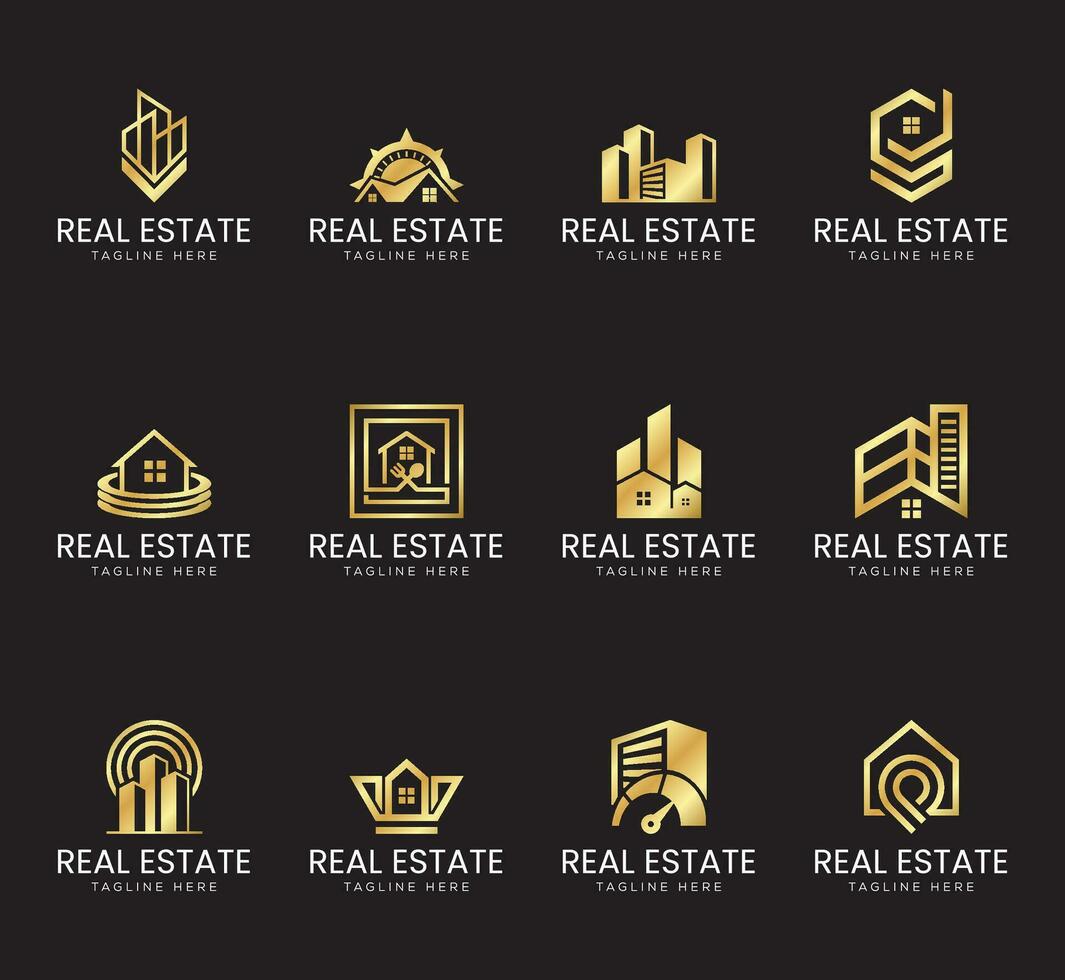 set of real estate logo design and templates vector