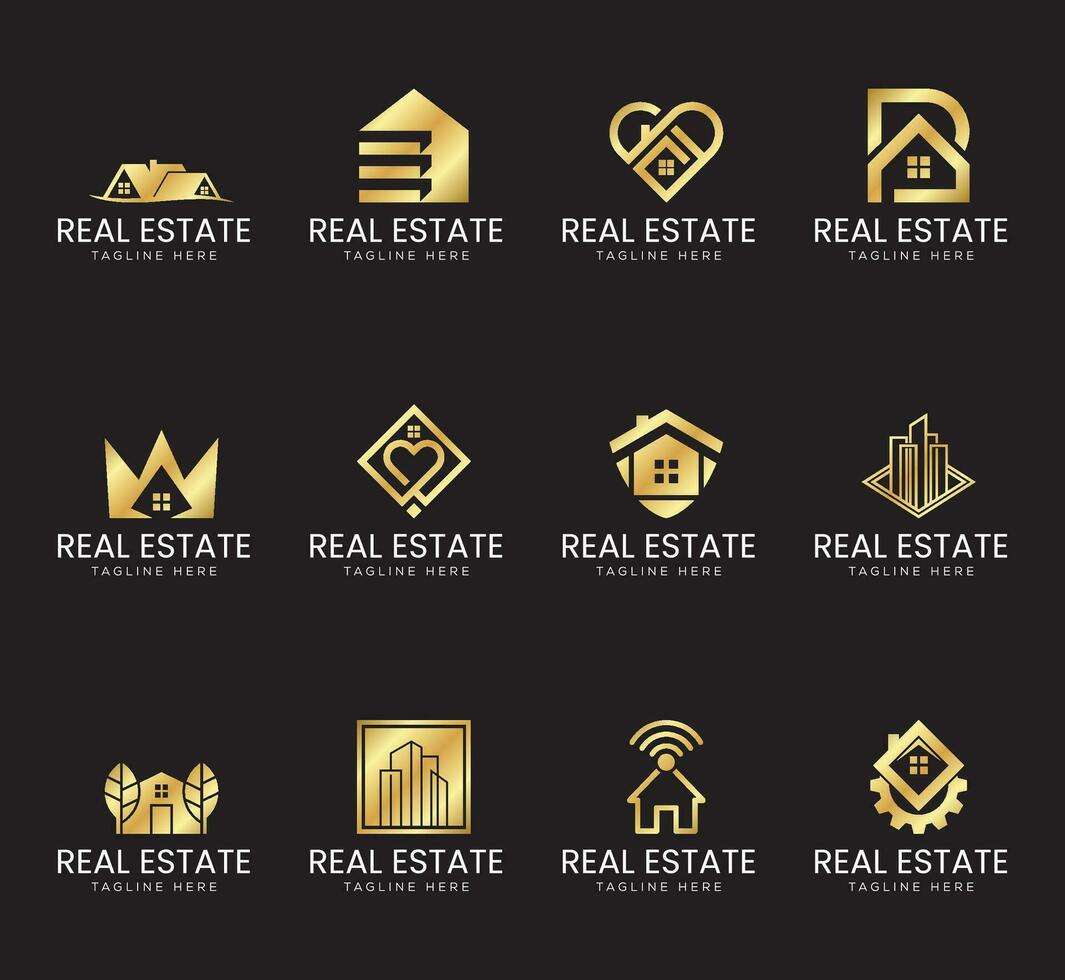 set of real estate logo design and templates vector