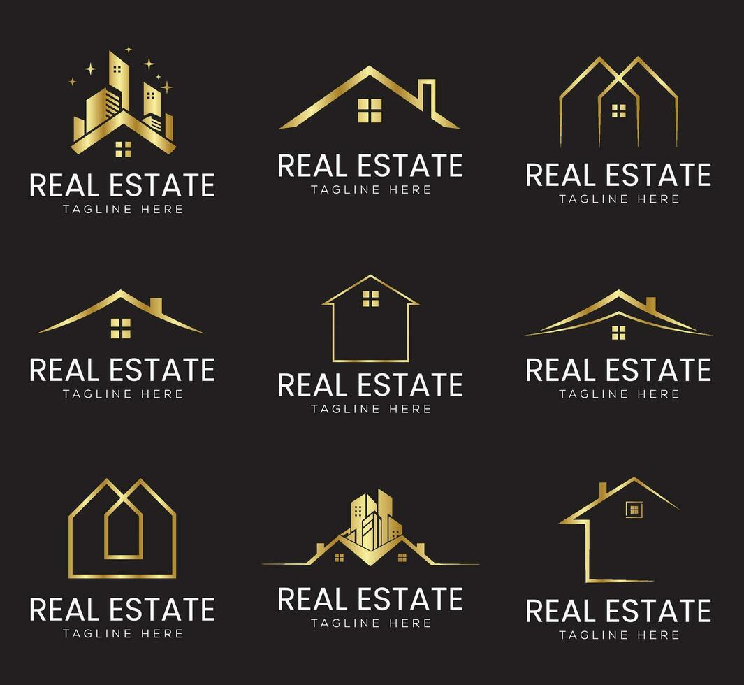 set of real estate logo design and templates vector