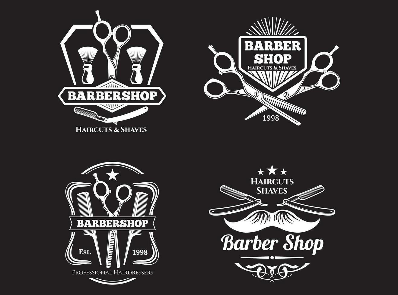 barber shop logo design with background vector