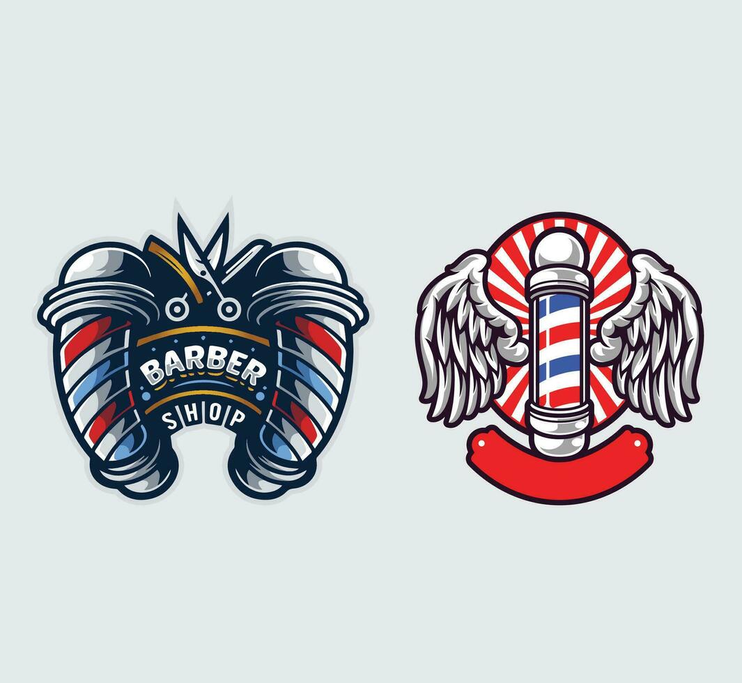 2 barber shop logo designs vector