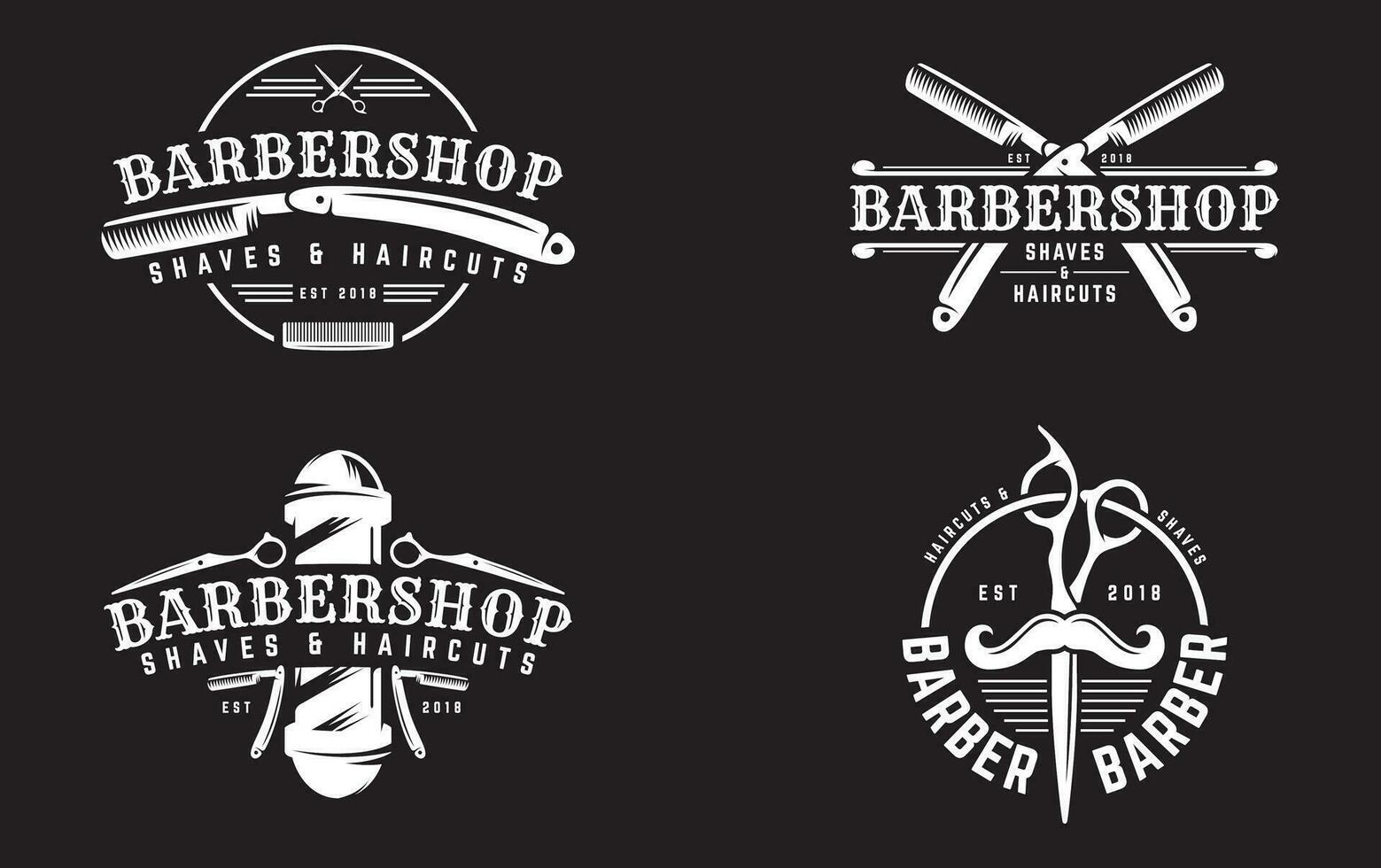 barber shop logo design with background vector