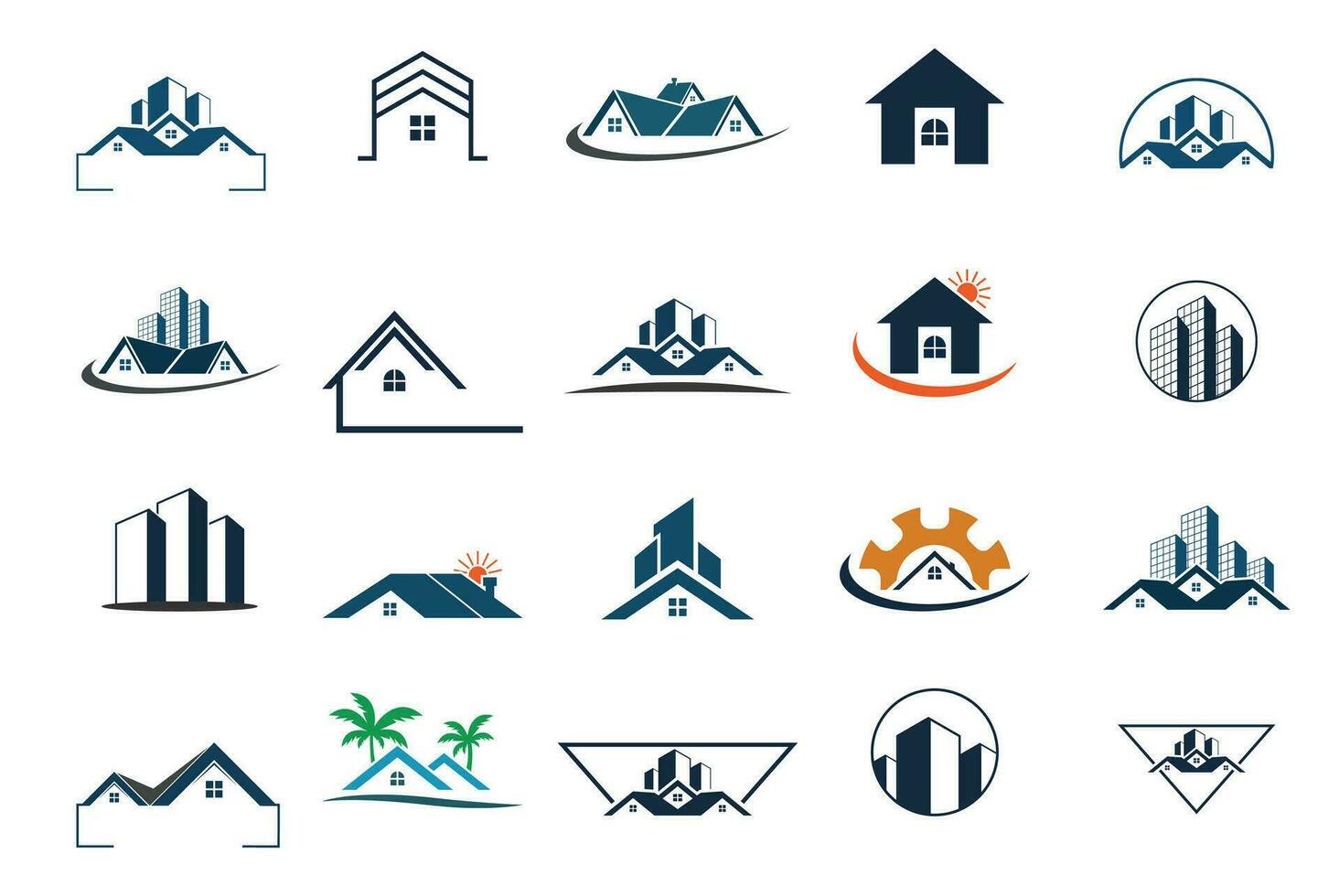 set of real estate logo design and templates vector