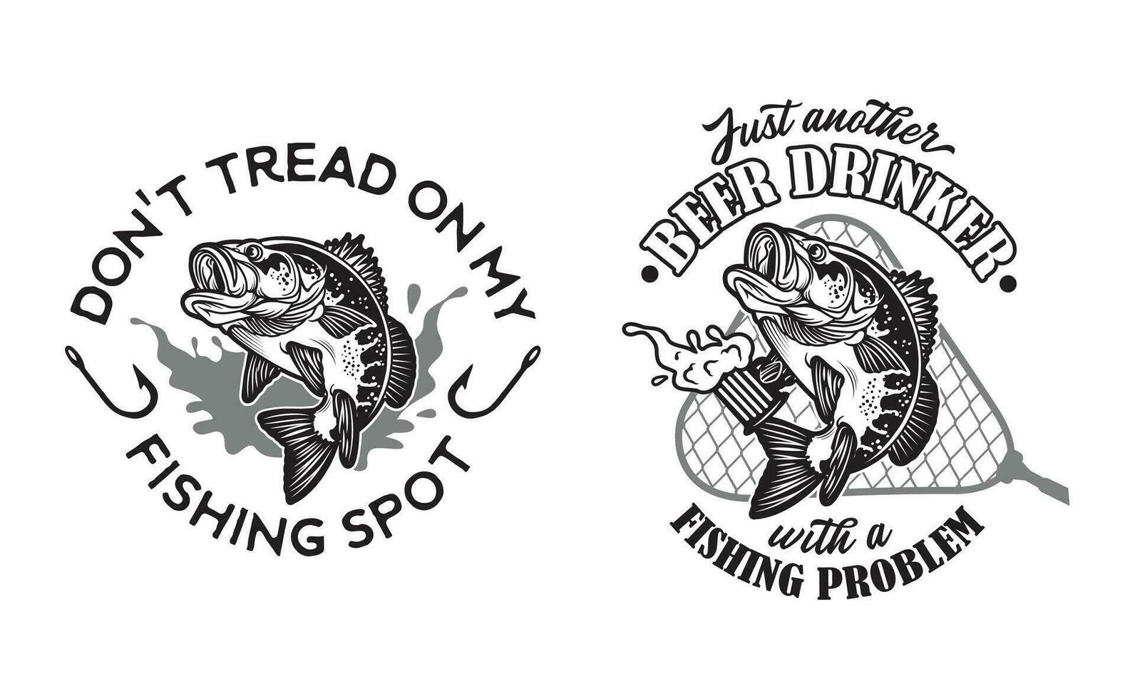 2 big bass fishing logos for T Shirts and caps vector