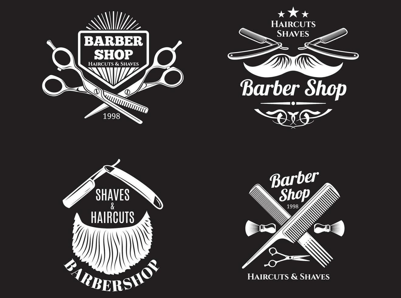 barber shop logo design with background vector