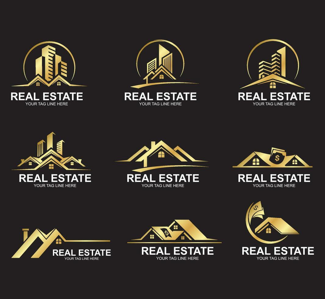 set of real estate logo design and templates vector