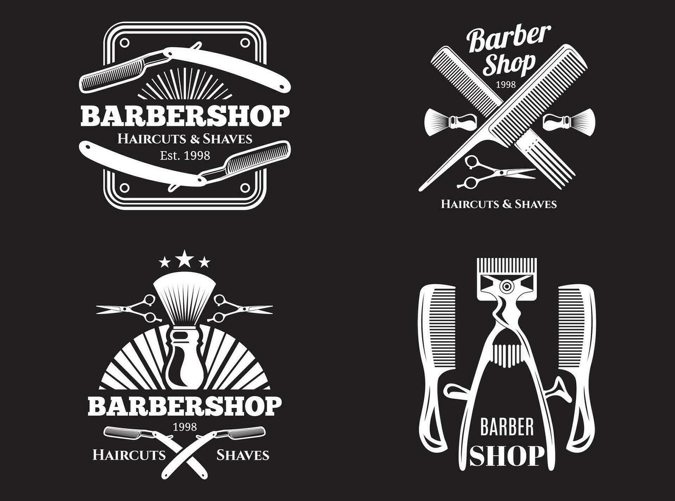 barber shop logo design with background vector