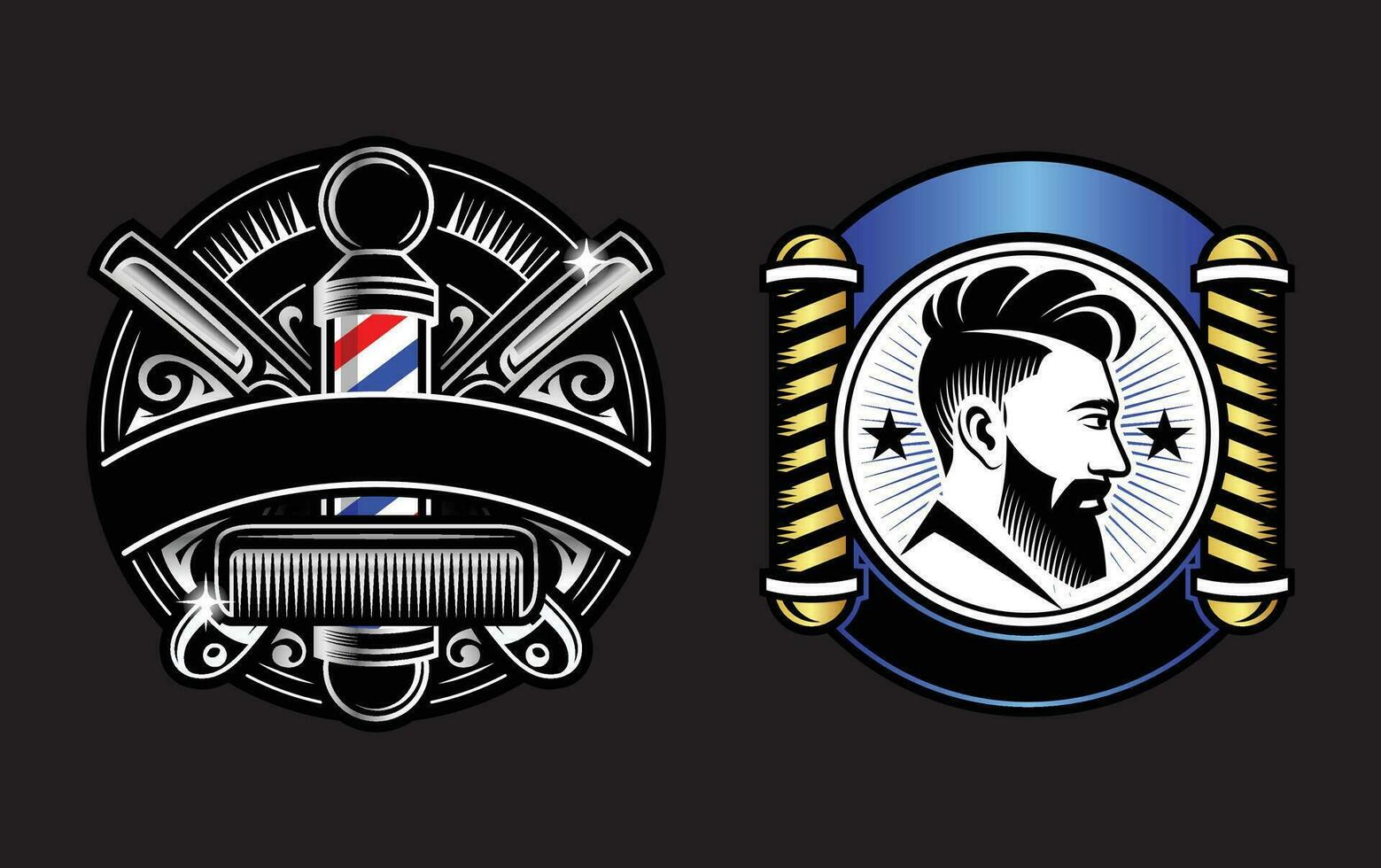 barber shop logo design with background vector