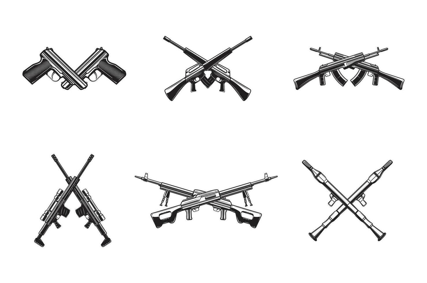 crossed guns silhouette vector arts