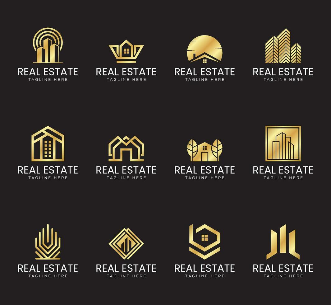 set of real estate logo design and templates vector