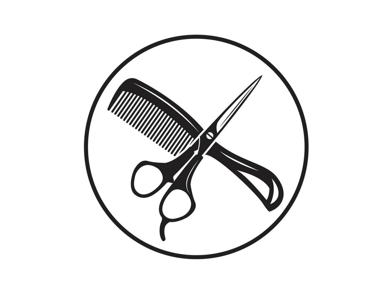 Crossed Comb And Scissors vector silhouette vintage style