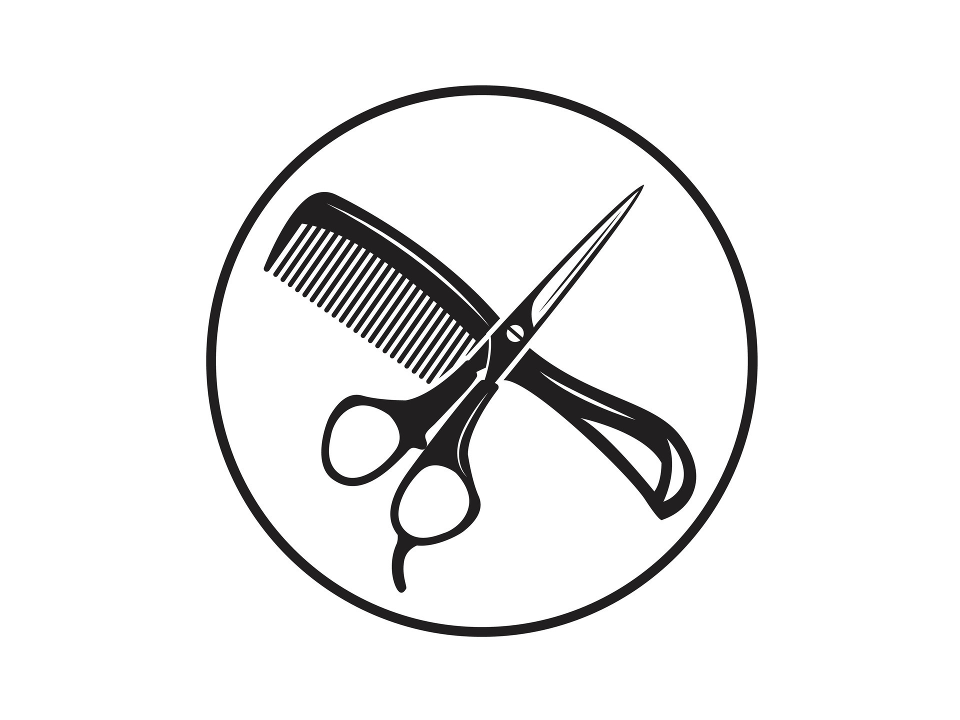 Crossed Comb And Scissors vector silhouette vintage style 25770748